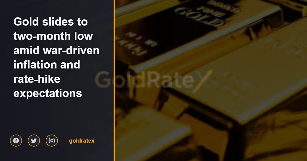 Gold slides to two-month low amid war‑driven inflation and rate‑hike expectations